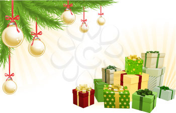 Royalty Free Clipart Image of Presents Under a Christmas Tree