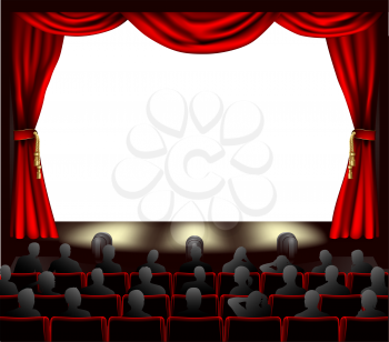 Royalty Free Clipart Image of an Audience Watching a Stage