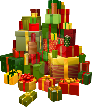 Royalty Free Clipart Image of a Large Pile of Presents
