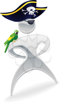 Royalty Free Clipart Image of a Pirate Mascot