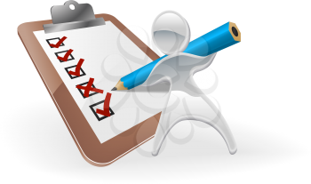 Royalty Free Clipart Image of a Pencil on a Survey Checklist Clipboard