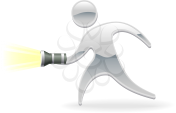 Royalty Free Clipart Image of a Man Holding a Flashlight