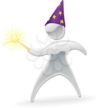 Royalty Free Clipart Image of a Wizard Mascot