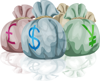 Royalty Free Clipart Image of Bags of Money