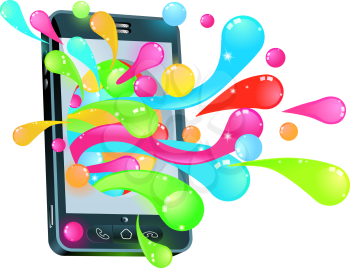 Royalty Free Clipart Image of a Smartphone With Jelly Bubbles