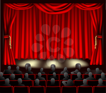 Royalty Free Clipart Image of an Audience Watching a Stage