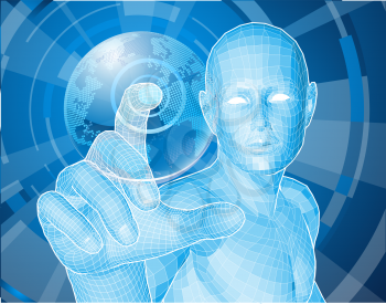 Royalty Free Clipart Image of a Futuristic Figure 