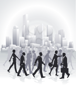 Royalty Free Clipart Image of Businesspeople Walking