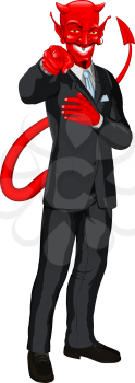 Royalty Free Clipart Image of Satan in a Business Suit