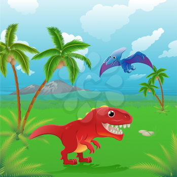 Royalty Free Clipart Image of a Dinosaurs