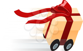 Royalty Free Clipart Image of a Gift Being Delivered 