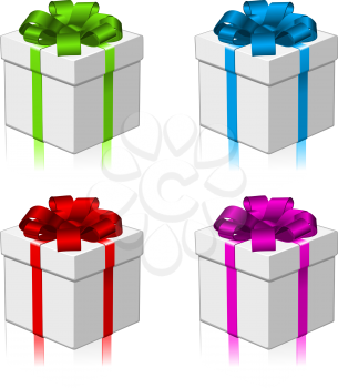 Royalty Free Clipart Image of Four Gift Boxes