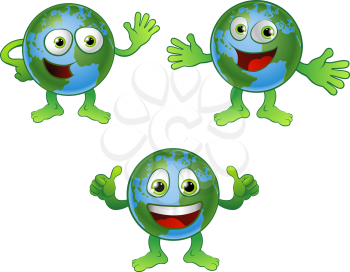 Royalty Free Clipart Image of Cartoon Globe Characters