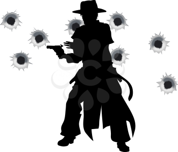 Royalty Free Clipart Image of a Wild West Gunslinger