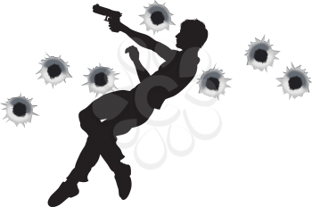 Royalty Free Clipart Image of a Person Holding a Gun