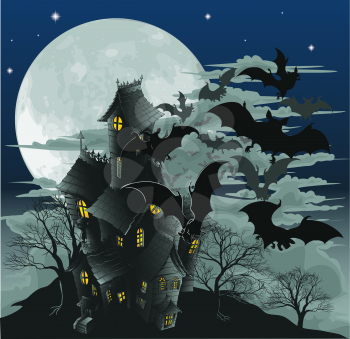 Royalty Free Clipart Image of a Haunted House