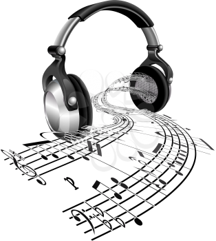 Royalty Free Clipart Image of Music Streaming From Headphones