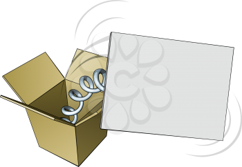 Royalty Free Clipart Image of a Sign Springing Out of a Box