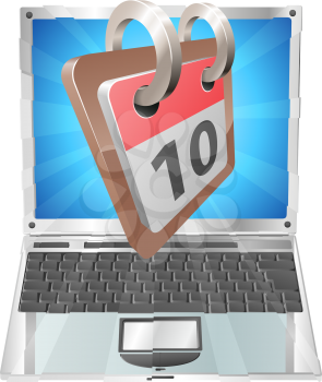 Royalty Free Clipart Image of an Open Laptop With a Calendar