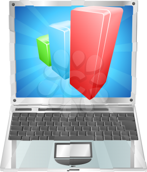 Royalty Free Clipart Image of a Bar Graph on a Laptop Screen