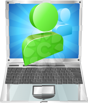 Royalty Free Clipart Image of a Laptop With Messenger Icons