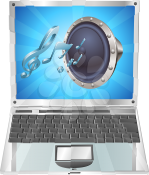 Royalty Free Clipart Image of a Speaker on a Laptop Screen