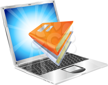 Royalty Free Clipart Image of a Books on a Laptop Screen