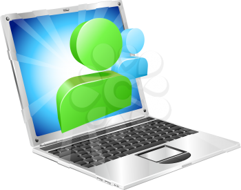 Royalty Free Clipart Image of a Laptop With Messenger Icons