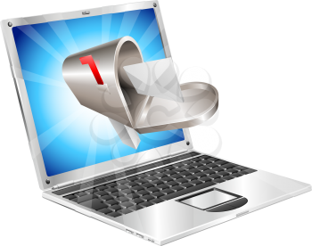Royalty Free Clipart Image of an Open Laptop With A Mailbox