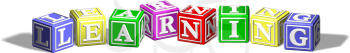 Royalty Free Clipart Image of Blocks Spelling Learning