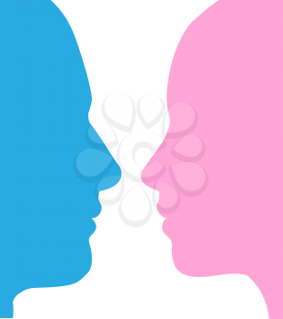 Royalty Free Clipart Image of Male and Female Silhouettes