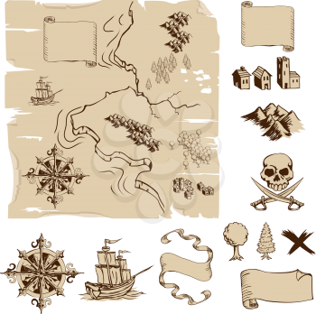 Royalty Free Clipart Image of Map Elements 