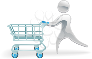 Royalty Free Clipart Image of a Mascot Shopping