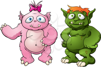 Royalty Free Clipart Image of a Monster Couple