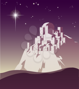 Royalty Free Clipart Image of the Christmas Star Over Bethlehem 
