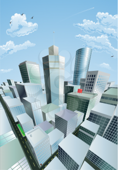 Royalty Free Clipart Image of a Modern City