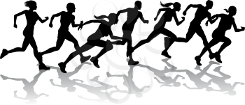 Royalty Free Clipart Image of a Group of Runners