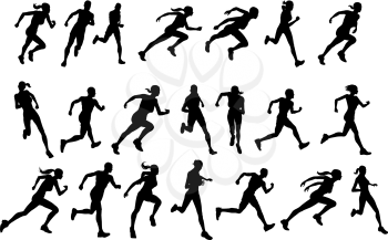 Royalty Free Clipart Image of Athlete Silhouettes 