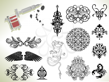 Royalty Free Clipart Image of a Set of Flash Tattoo Design