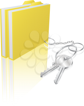 Royalty Free Clipart Image of Keys Attached to Folders