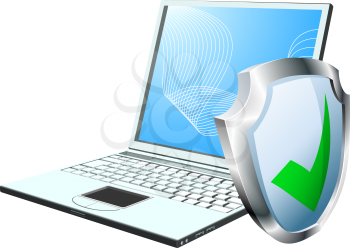 Royalty Free Clipart Image of a Protected Laptop