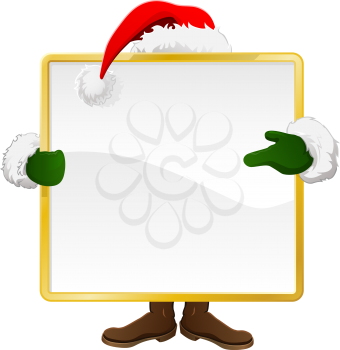 Royalty Free Clipart Image of Santa Claus Holding a Sign