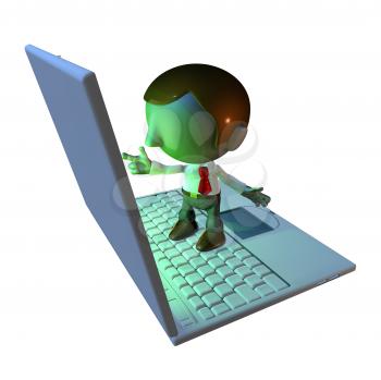 Royalty Free Clipart Image of a Man on a Laptop