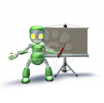 Royalty Free Clipart Image of a Robot Giving a Presentation
