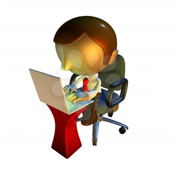 Royalty Free Clipart Image of a Man Working on a Laptop