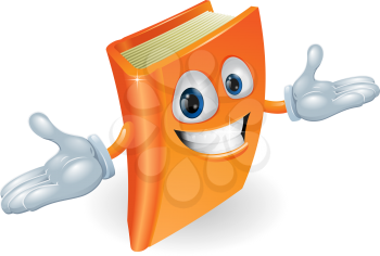 A smiling book cartoon illustration. Education, reading or teaching mascot