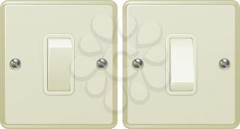 Illustrations of a light switch in the on and off positions 