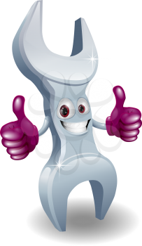 A wrench cartoon character giving a double thumbs up