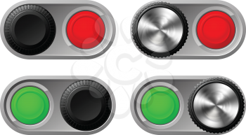 Illustration of toggle switches in both settings with green and red lights