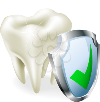 A tooth with a shield and green tick icon. 